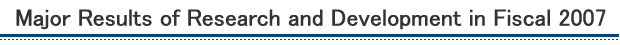 Major Results of Research and Development in Fiscal 2007
