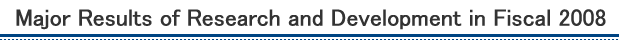 Major Results of Research and Development in Fiscal 2008