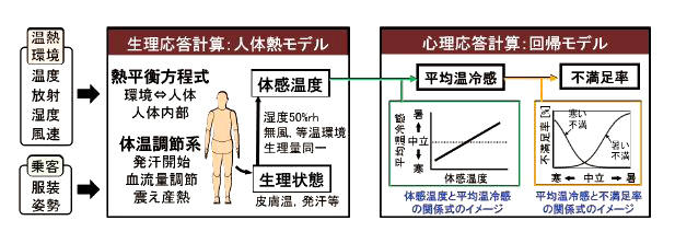 図４　車内温熱環境の快適性予測モデルの全体像